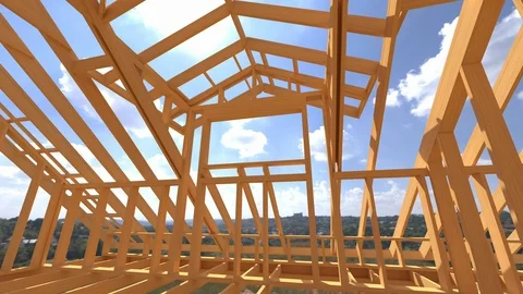 Conceptual video of a frame house under construction. Stock Footage 123862860
