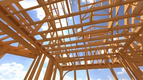 Conceptual video of a frame house under construction. Stock Footage 123864869