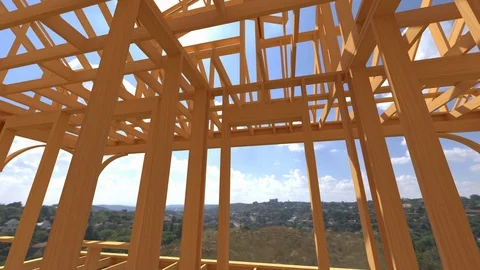 Conceptual video of a frame house under construction. Stock Footage 123868237