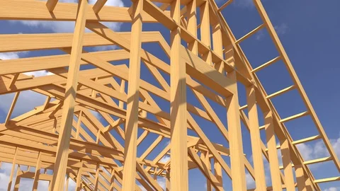 Conceptual video of a frame house under construction. Stock Footage 123870184
