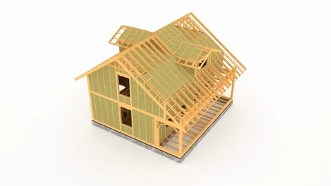 Conceptual video of a frame house under construction. Stock Footage 124952436