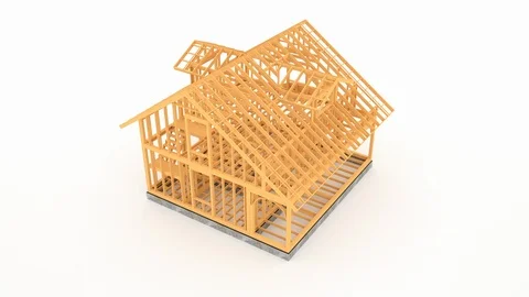 Conceptual video of a frame house under construction. Stock Footage 124952687