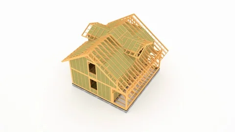 Conceptual video of a frame house under construction. Stock Footage 124953211