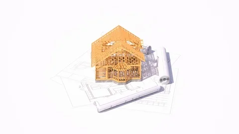 Conceptual video of a frame house under construction. Stock Footage 124953461
