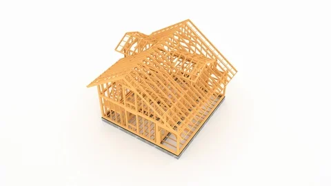 Conceptual video of a frame house under construction. Stock Footage 124954144