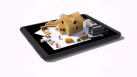 Conceptual video of a frame house under construction. Stock Footage 126040463