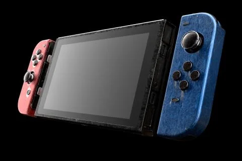 Conceptual video game controllers attached to touch screen isolated on black Stock Illustration