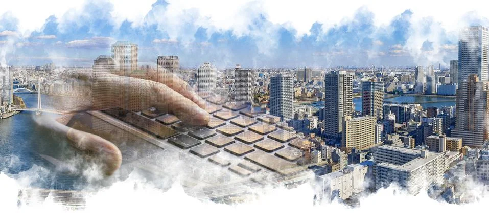 Conceptual view of cloud computer technologies Stock Photos