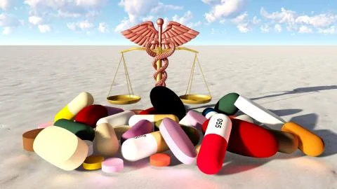 Conceptual view of natural virtue in practice of medicine 3d rendering Illustrazione stock