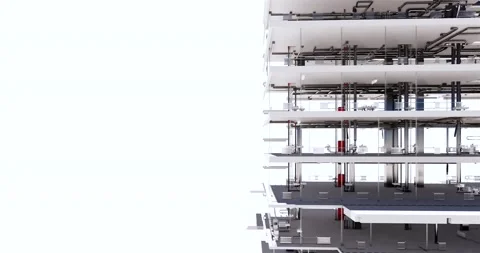 Conceptual visualization of the BIM model supporting frame and HVAC systems 库存影片 163089695