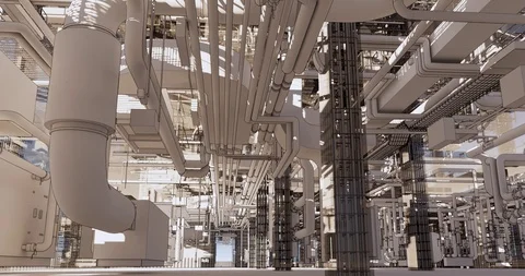 Conceptual visualization of the BIM model utilities of the building Stock Footage 116781562