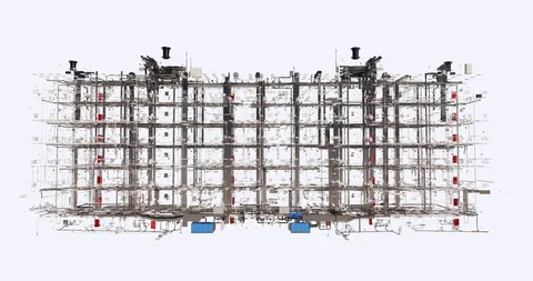Conceptual visualization of the BIM model utilities of the building without w 库存影片 120299381