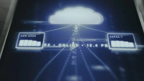 Conceptual visualization of cloud computing and data networking Vídeo Stock 335483690