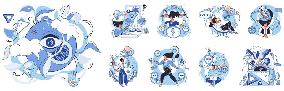 Conceptual Visualization of Cognitive Processes and Problem-Solving Technique Stockillustratie