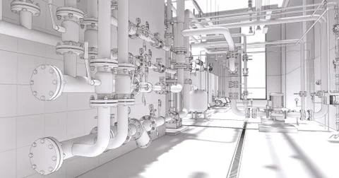 Conceptual visualization of drawing style of utilities at BIM technology Ilustración de archivo