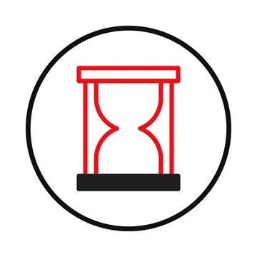 Conceptual visualization of elapsed time hourglass icon within a circle rep.. Stock Illustration