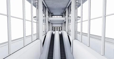 Conceptual visualization empty descent area in a public place Stock Illustration