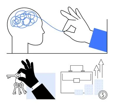Conceptual Visuals of Problem Solving, Leadership, and Keys to Success 스톡 일러스트