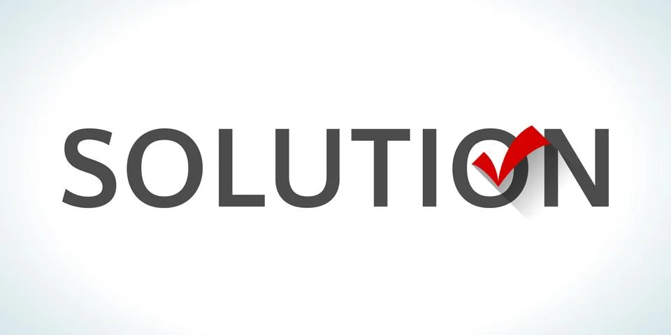 Conceptual word solution isolated on white background Stock Illustration