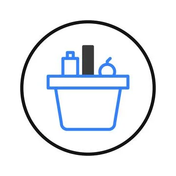 Conceptualized abstract graphic elements inside container with items showca.. Stock Illustration