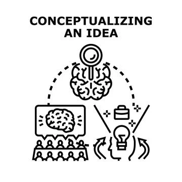 Conceptualizing creative idea developing business strategy process Illustrazione stock