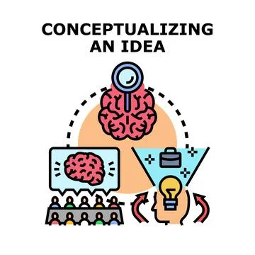 Conceptualizing creative idea developing business strategy process Stock Illustration