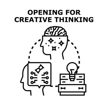Conceptualizing creative thinking process generating new ideas イラスト素材