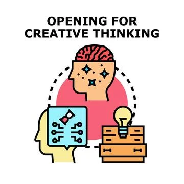 Conceptualizing creative thinking process generating new ideas イラスト素材