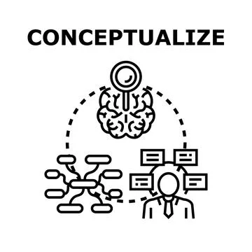 Conceptualizing ideas and developing strategic thinking process Illustrazione stock