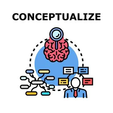 Conceptualizing ideas and developing strategic thinking process Ilustração Stock