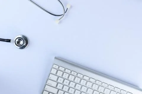 Conceptual,stethoscope on a white table Stock Photos