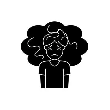 Concern black icon, vector sign on isolated background. Concern concept symbol Stock Illustration