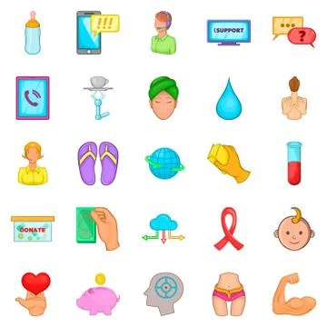 Concern icons set, cartoon style Stock Illustration