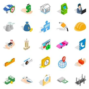 Concern icons set, isometric style Stock Illustration