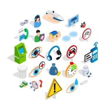 Concern icons set, isometric style Stock Illustration