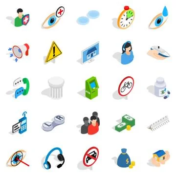 Concern icons set, isometric style Stock Illustration