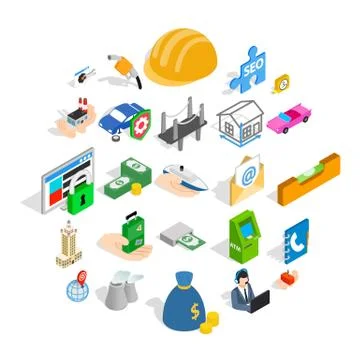 Concern icons set, isometric style Stock Illustration