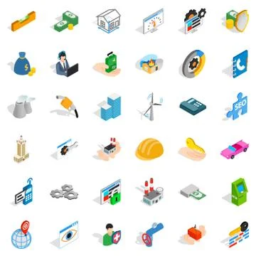Concern icons set, isometric style Stock Illustration