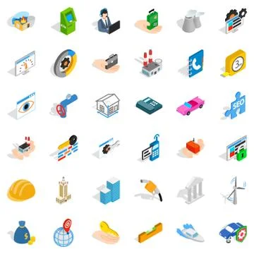 Concern icons set, isometric style Stock Illustration