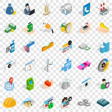 Concern icons set, isometric style Stock Illustration