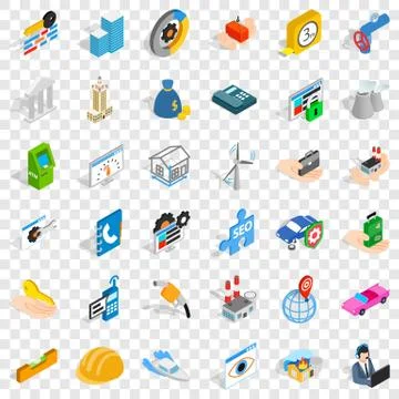 Concern icons set, isometric style Stock Illustration