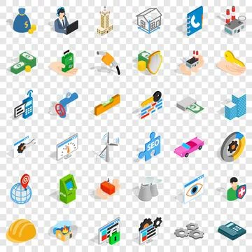 Concern icons set, isometric style Stock Illustration