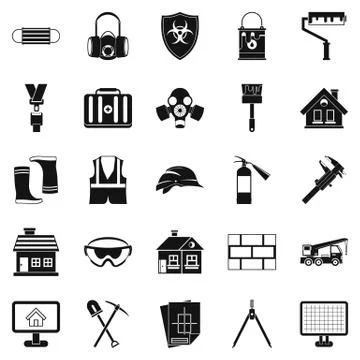 Concern icons set, simple style Stock Illustration