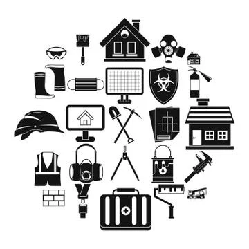 Concern icons set, simple style Stock Illustration