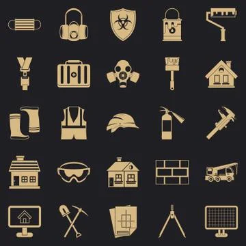 Concern icons set, simple style Stock Illustration