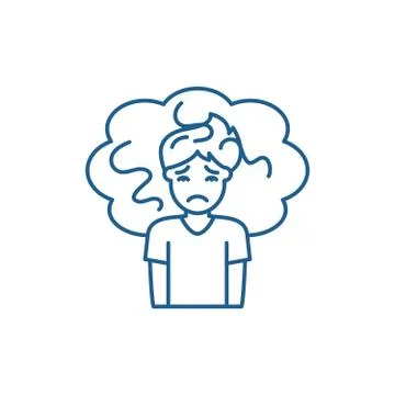 Concern line icon concept. Concern flat vector symbol, sign, outline Stock Illustration