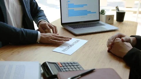 Concerned and insecure employees came to see the employer and submitted a res Stock Footage 124200747