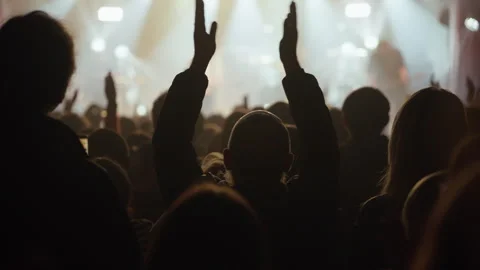 Concert Crowd Clapping at Live Music Event Stock Footage 334484417