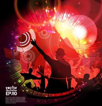 Concert crowd in front of stage. Vector illustration Stock Illustration