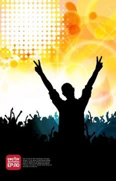 Concert crowd in front of stage. Vector illustration Stock Illustration